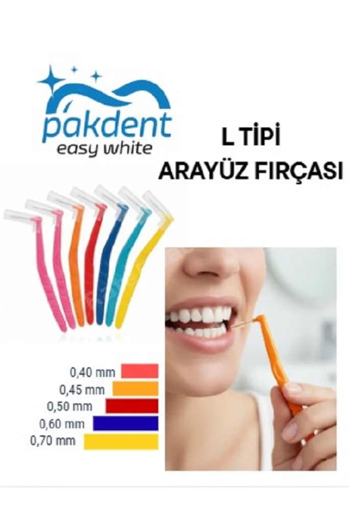 Arayüz Fırçası Diş Arası Arayüz fırçası L Tipi Diş Ara Fırçası 6 adet Sarı 0,70 mm