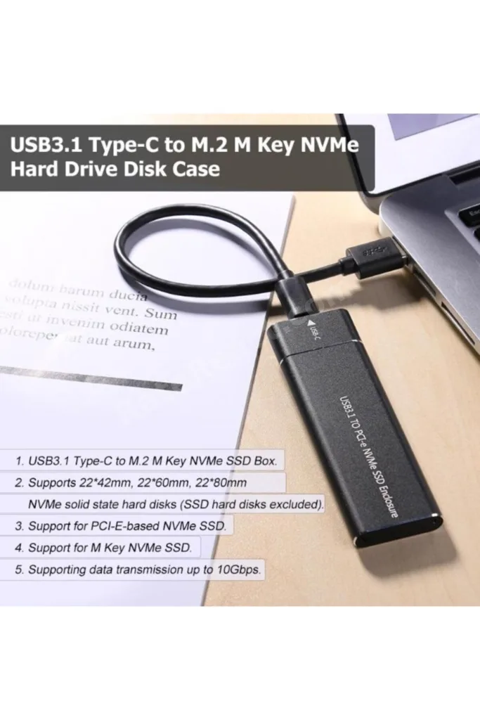 3003 Usb 3.1 Type C To Pci-e Express Nvme Ssd M.2 M-key Hard Disk Kutusu