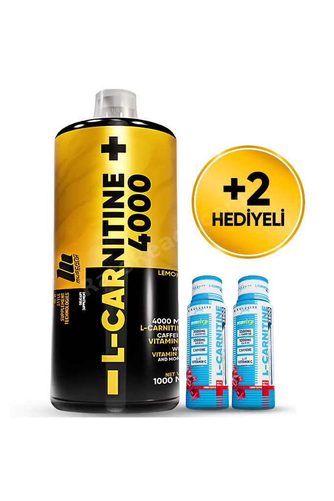 L-Carnitine 4000 Mg 1000 Ml 33 Servis Limon Aromalı + 2 x L-Karnitin Shot Hediyeli