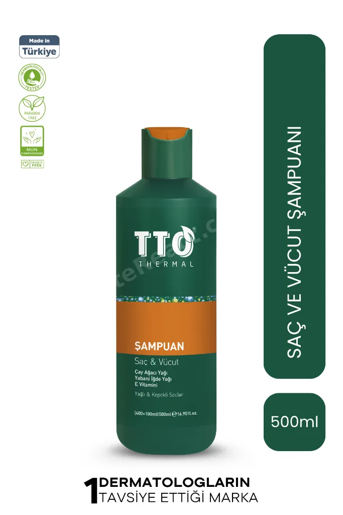 Thermal Saç ve Vücut Şampuanı 500 ml Yeşil Çay Ağacı Yağı Kepek Pullanma Karşıtı Şampuan