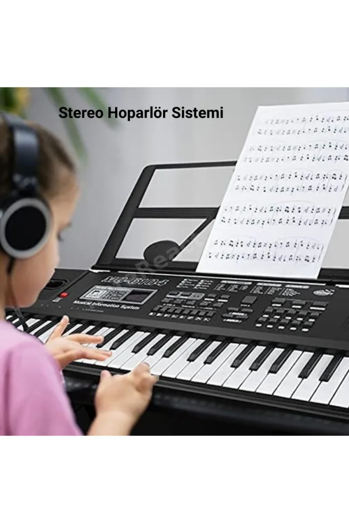 61 Tuşlu Elektronik Org Piyano Stantlı Mikrofonlu Çocuk Adaptör Ritimli Demolu Keyboard