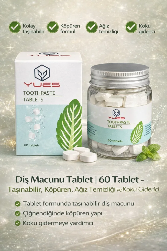 Diş Macunu Tablet 60 Tablet - Taşınabilir, Köpüren, Ağız Temizliği ve Koku Giderici