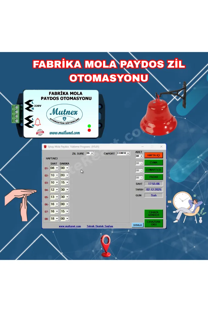 V3 Fabrika Mola Paydos Zil Otomasyonu Kampana Dahil