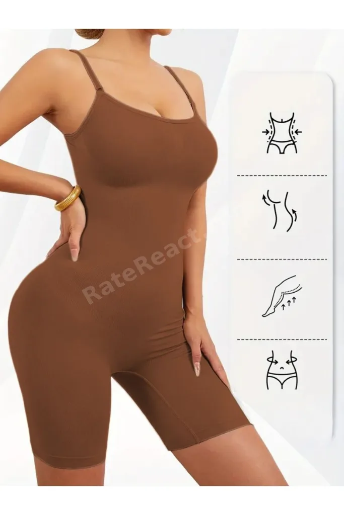 Larix Model Vücudu Saran Tam Boy Toparlayıcı Tulum Body Kahve Renk