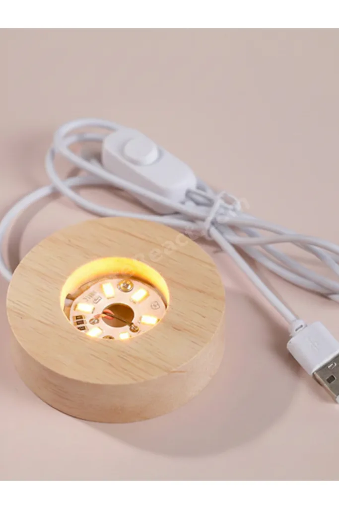 Küçük Prens Düşünen Model Ahşap Altlıklı USB LED Kristal Cam Küre Gece Lambası Dekoratif & Hediye