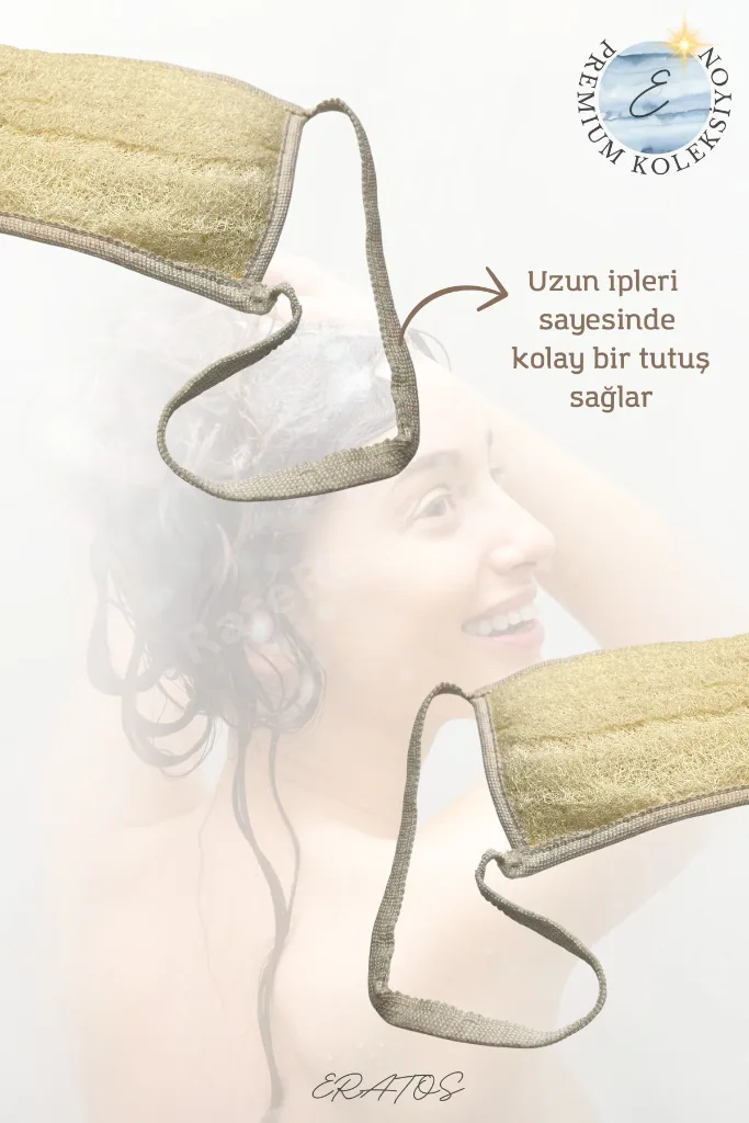 %100 Doğal Kabak Lifli Çift Süngerli Sırt Kesesi - Premium Koleksiyon