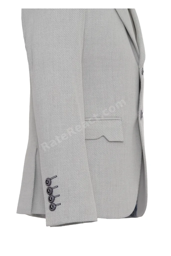 Erkek Çocuk Açık Gri Çift Düğme Spor Blazer Ceket