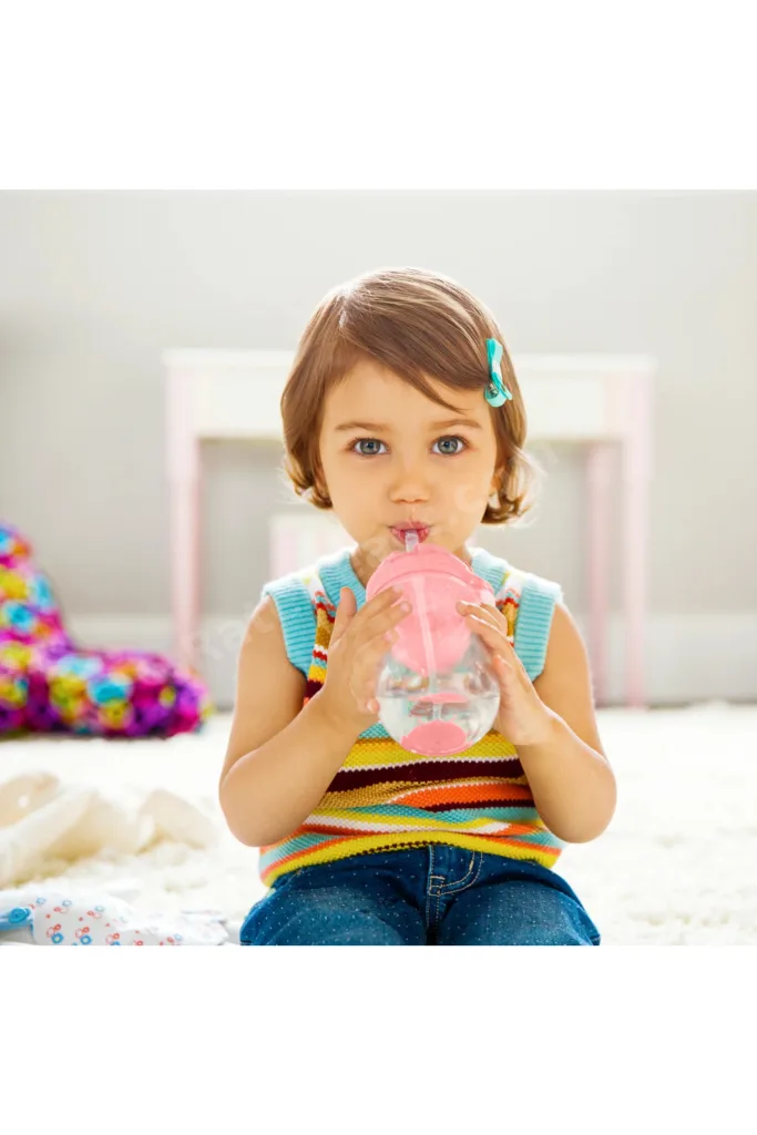 Tıklama Kilitli Uçlu Pipetli Alıştırma Bardağı, 12ay , 296ml, Pembe, 1 Adet