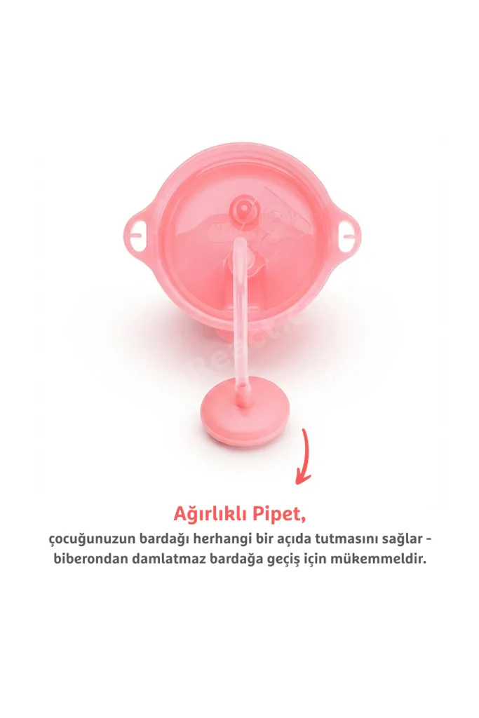 Tıklama Kilitli Uçlu Pipetli Alıştırma Bardağı, 12ay , 296ml, Pembe, 1 Adet