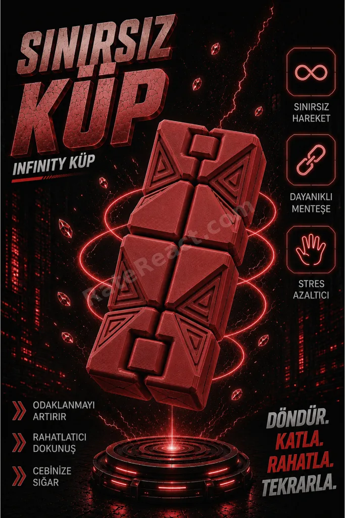 İnfinity Cube Sonsuz Küp Anti Stres Zeka Oyuncağı Yeni Model Kırmızı