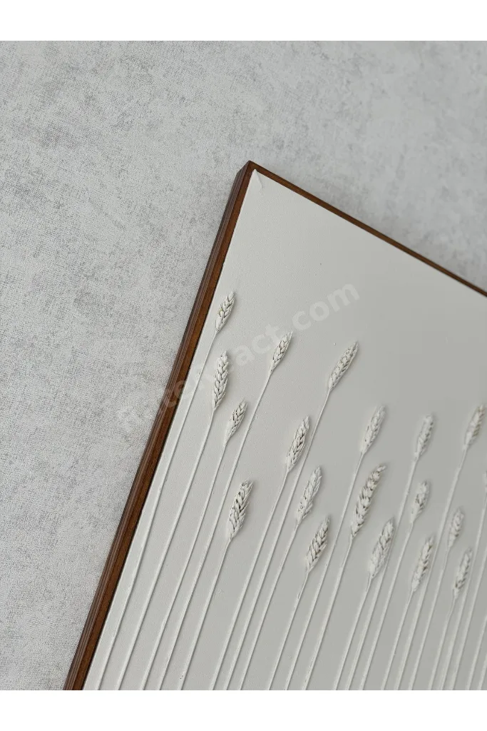 Başak Dokulu Tablo 3 Boyutlu Tablo İskandinav Tablo Minimalist Tablo El Yapımı Tablo Doku Sanatı