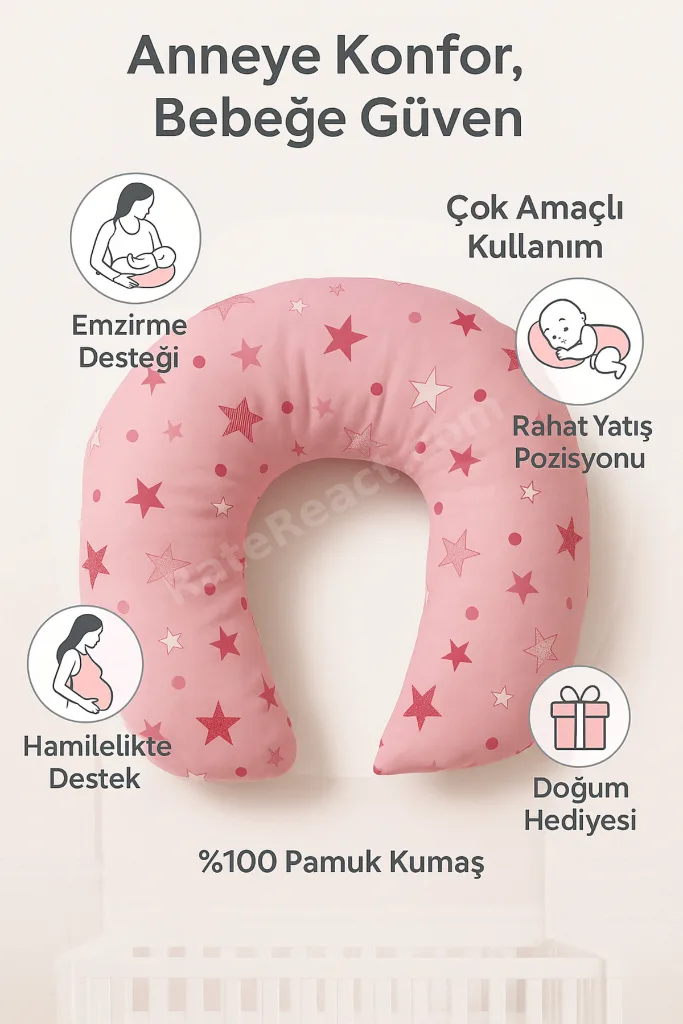 Bebek Emzirme Minderi Yıldız Desenli Destek Yastığı