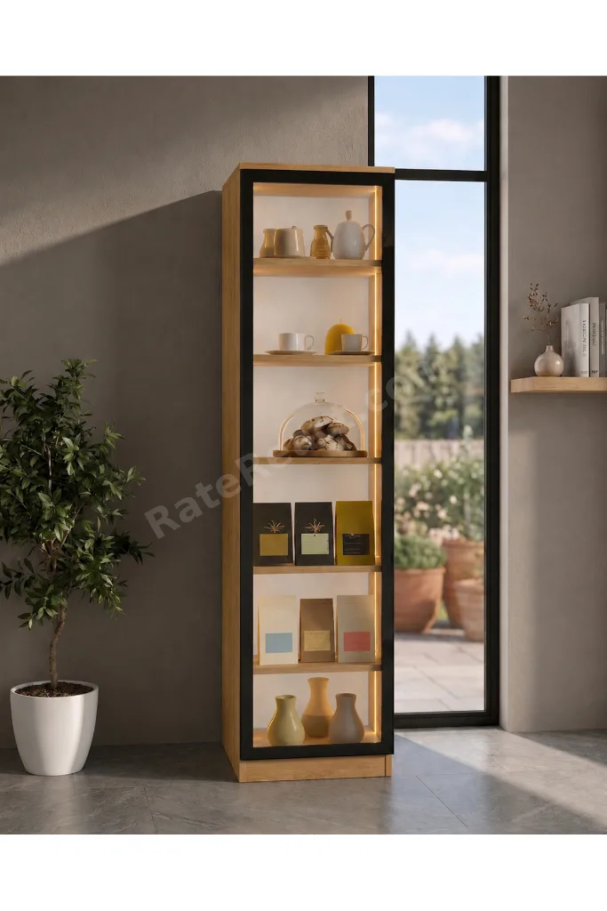 Dream Premium LED Vitrin Modülü - Safir Meşe Temperli Camlı LED Modül