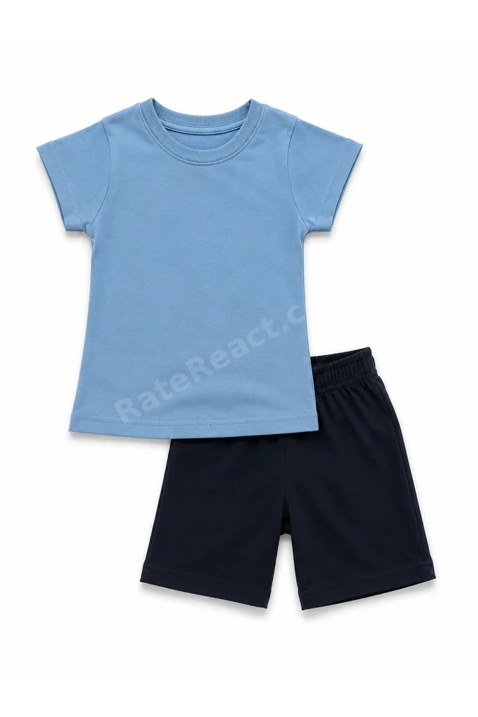 Unisex Yazlık Çocuk Bebek Takımı Kısa Kollu Basic Tişört ve Şort Seti