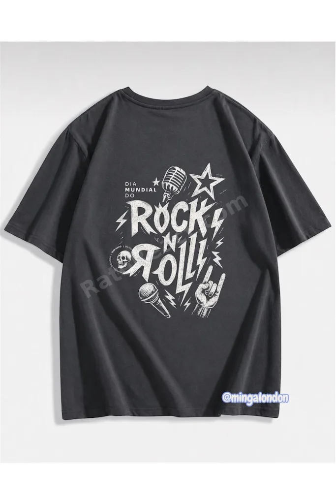 RockRoll Baskılı Trend Oversize T-shirt