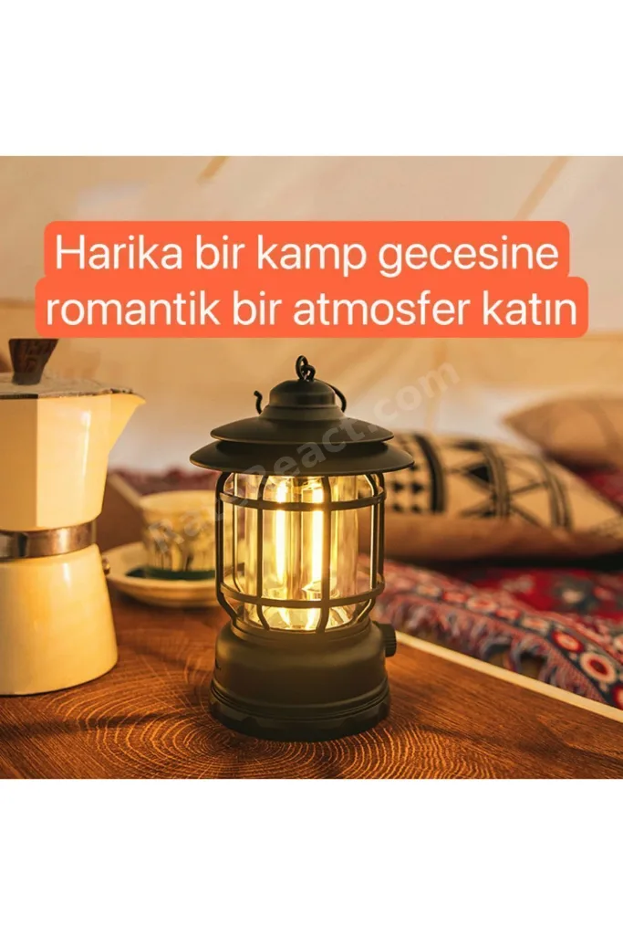 Nostaljik Işığı Ayarlanabilir Usb Şarjlı Ledli Kamp Lambası Beyaz Işık