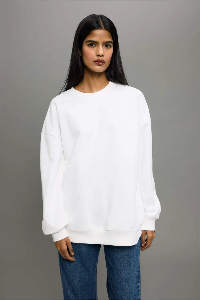 Oversıze Basıc Kalın Sweatshirt F9628AX25AU
