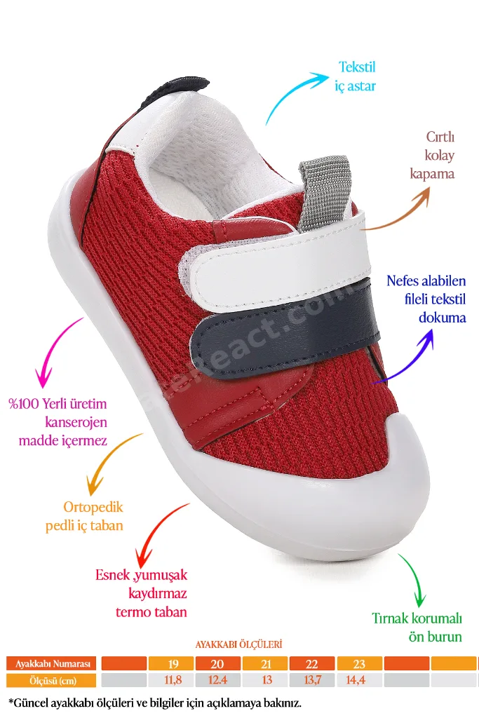 Textile İlk Adım Cırtlı Erkek Bebek Spor Ayakkabı