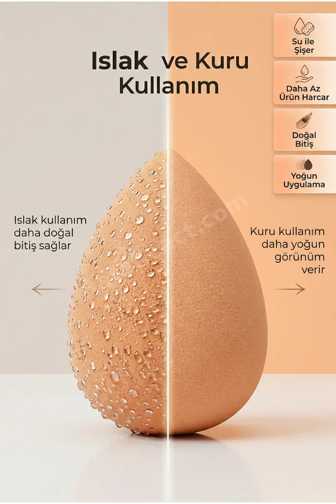 5’li Makyaj Süngeri Seti Fondöten ve Pudra Süngeri