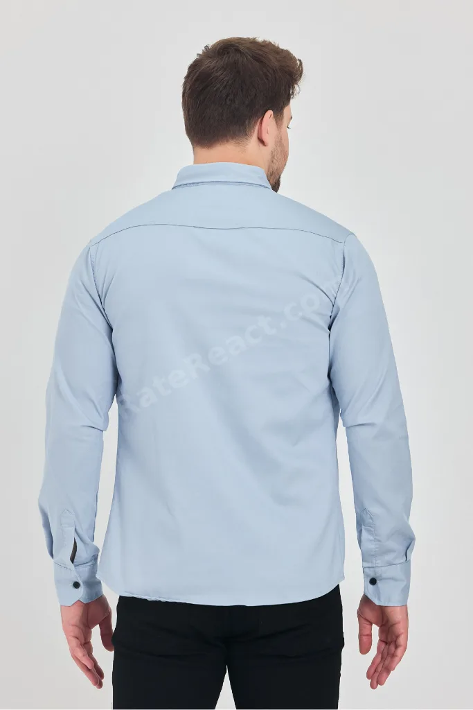 Slim Fit Erkek Kot Gömlek A.Mavi 5XL BEDEN 110-115 KİLO