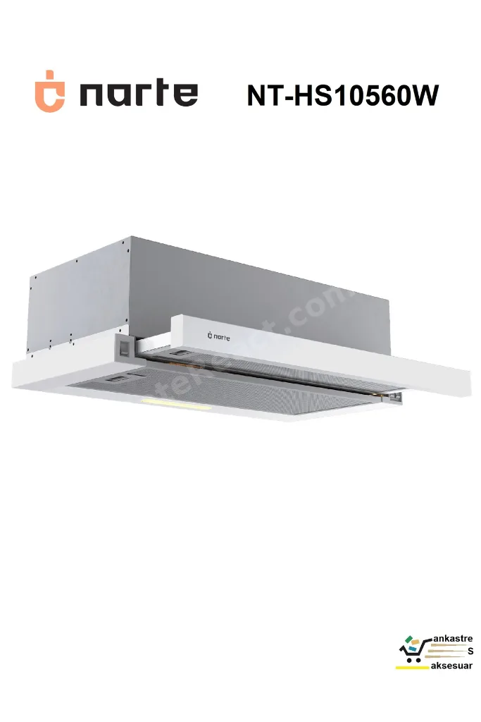 HS10560 Sürgülü Aspiratör 60cm 300m³ 41dB(A) Bacalı Opsiyonel Bacasız Çekmeli Ankastre