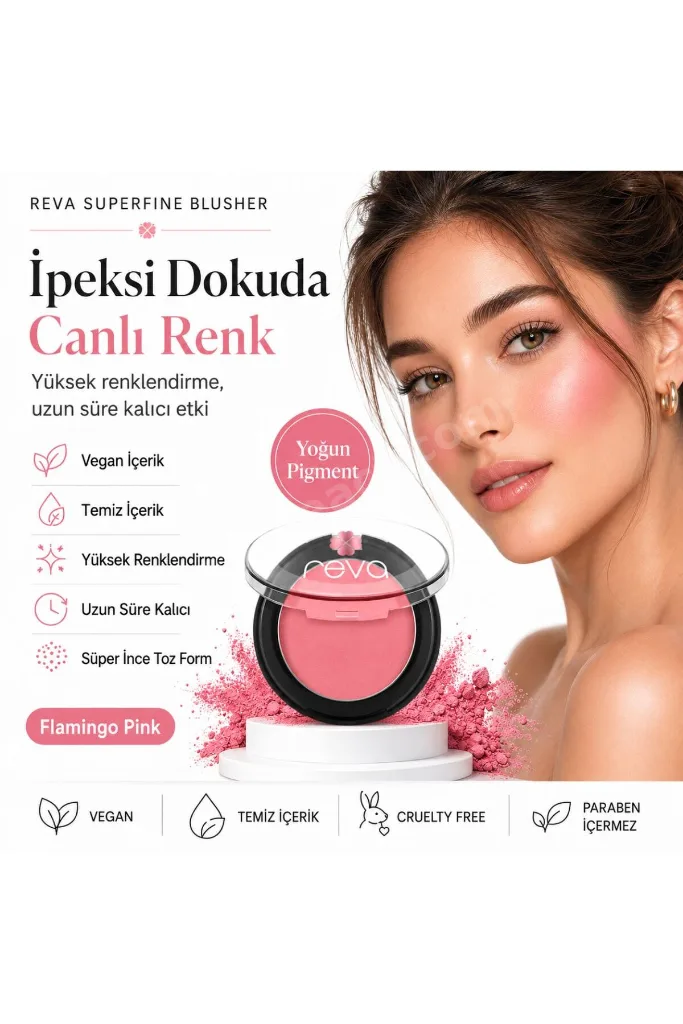 Superfine Blusher Flamingo Pink - Süper ince Toz Allık 7,5 gr - No: 703 - Vegan & Temiz İçerik