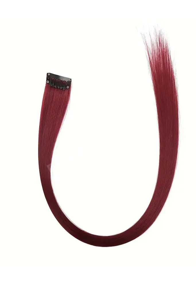 Bordo Renk Düz Yan ÇıtÇıt Postiş-50 Cm- (2 Adet)