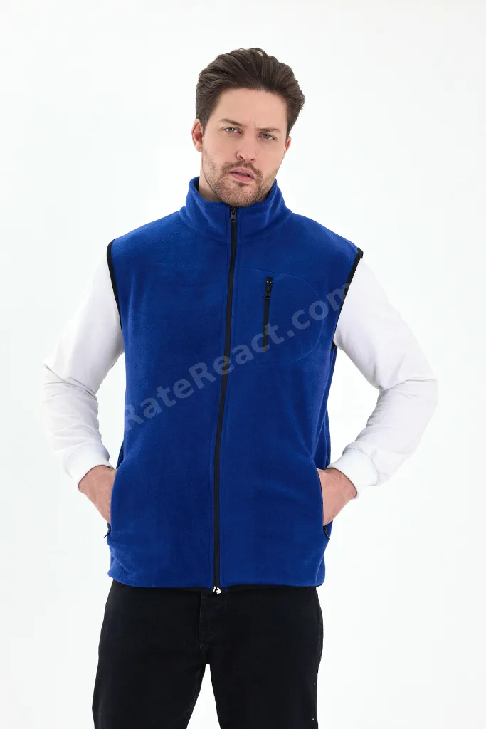 Erkek Tam Fermuarlı Spor Polar Yelek