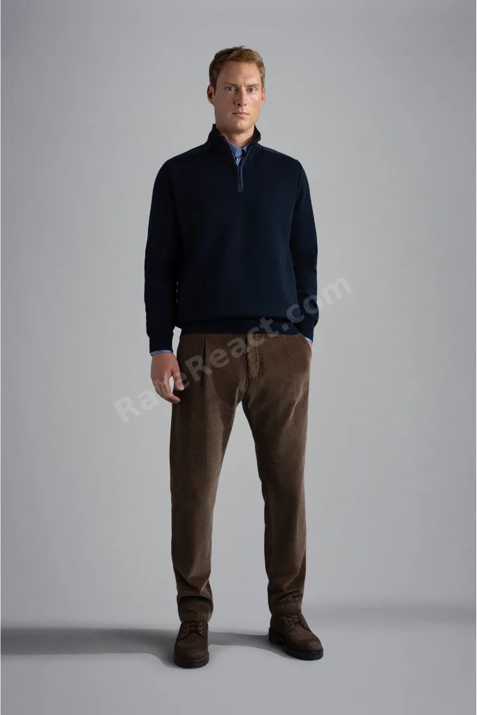 MEN'S ZIPPED PULLOVER C.W. WOOL