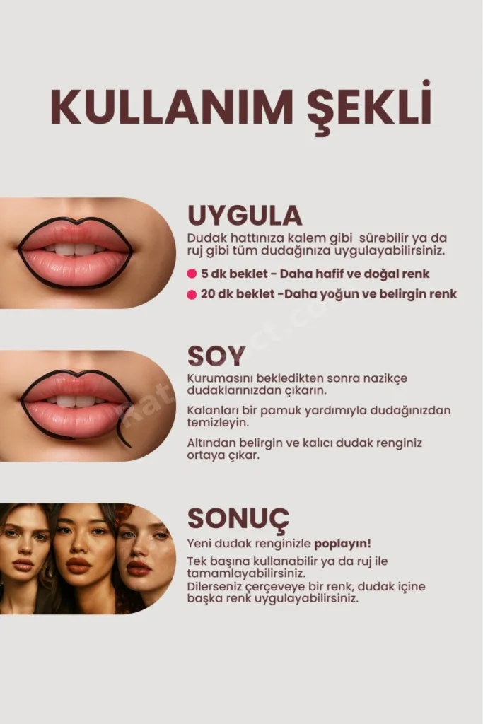 Soyulabilir Dudak Kalemi - Peel-Off Lip Tattoo, PO2, BORDO
