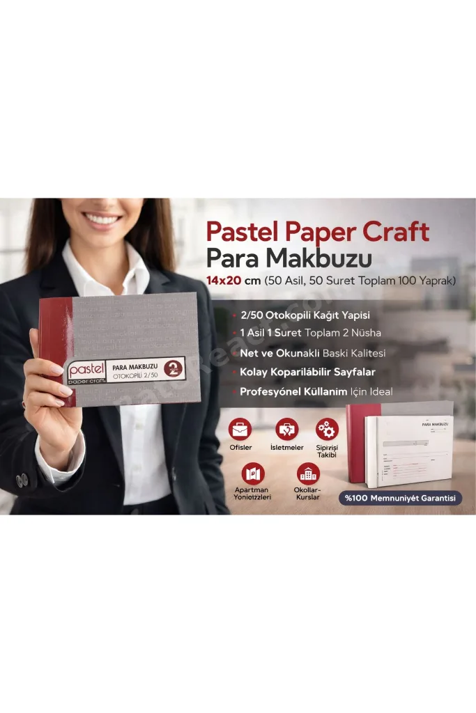 Para Makbuzu 14x20 cm 2/50 (50 asıl 50 suret 100 yaprak) Otokopili 2 Nüsha ( 1 Asıl, 1 Suret ) - 96 Adet