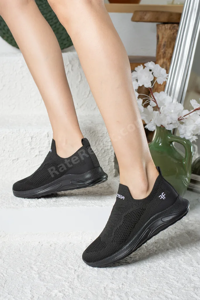 Günlük Unisex Siyah Sneaker Slip On Nefes Alabilen Hafif Yürüyüş Bağcıksız Esnek Spor Ayakkabı 041f
