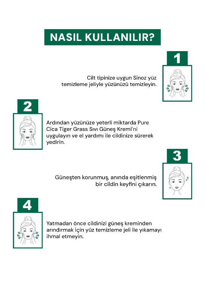 Pure Cica Tiger Grass Anında Ton Eşitleyici Onarıcı Nemlendirici SPF50+ Sıvı Yüz Güneş Kremi PA++++ (Koyu Tenler İçin)