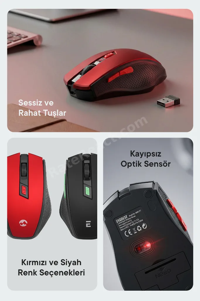 SMW-777 Kırmızı kablosuz 2,4Ghz optik mous
