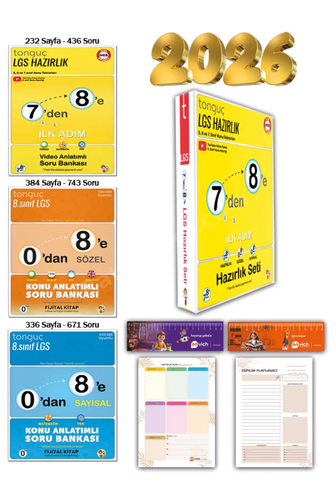 8. Sınıf 7 Den 8 E Hazırlık Yaz Tatili Tekrar Seti - 0 Dan 8 E Hazırlık Tüm Dersler Set 3 Kitap