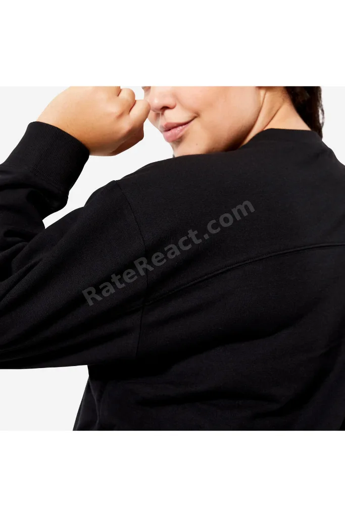 Domyos Kadın Siyah Oversize Sweatshirt - Fitness Hafif Antrenman