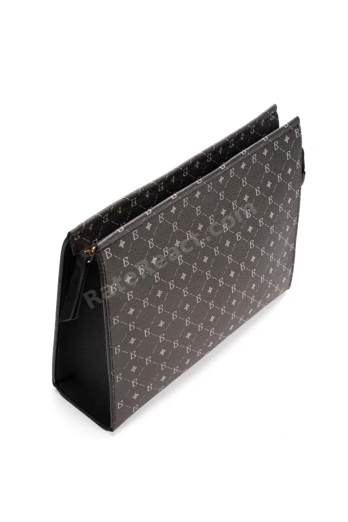 Kadın Siyah Monogram Portföy Clutch Çanta