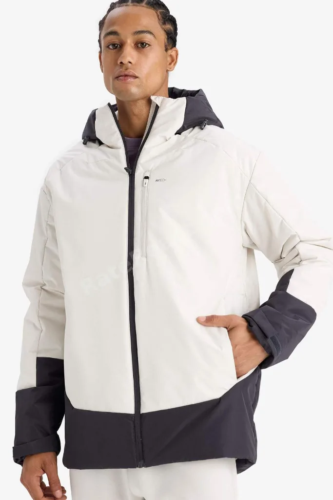 Su İtici Regular Fit Kapüşonlu Fermuarlı Rüzgar Geçirmez Mont E9494AX25AU