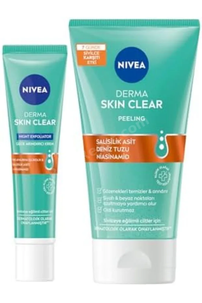 Derma Skin Clear Night Exfoliator Gece Arındırıcı Krem 40 ml + Derma Skin Clear Karşıtı Yüz