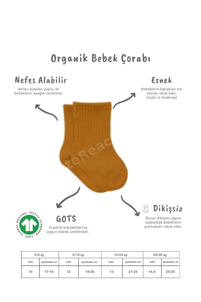 Bistil Kız Erkek Bebek Organik Basic Uzun Soket Çorap