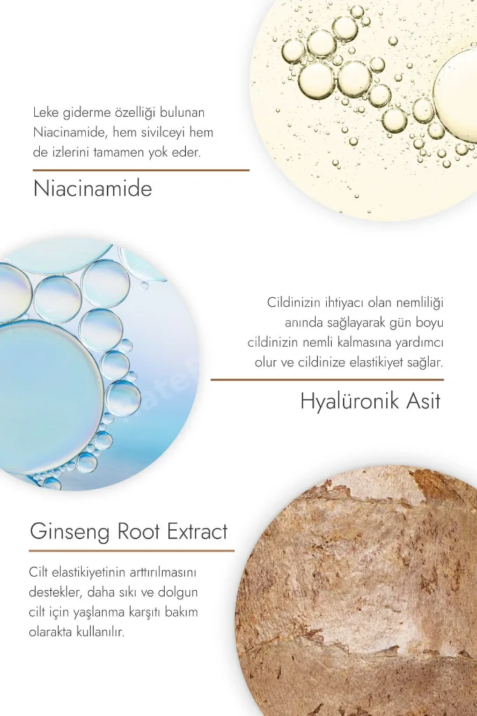 Cilt Yenilenmesine Ve Tazelenmesine Yardımcı Ginseng Serum ( Ginseng Özü %5 + Niacinamide + Ha)