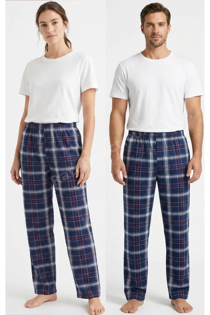 3’lü Ekose Pijama Altı Set - Yeşil Lacivert Ekose Desenli , Lacivert Ekose Desenli i & Kırmızı Ekose Desenli Pijama Altı