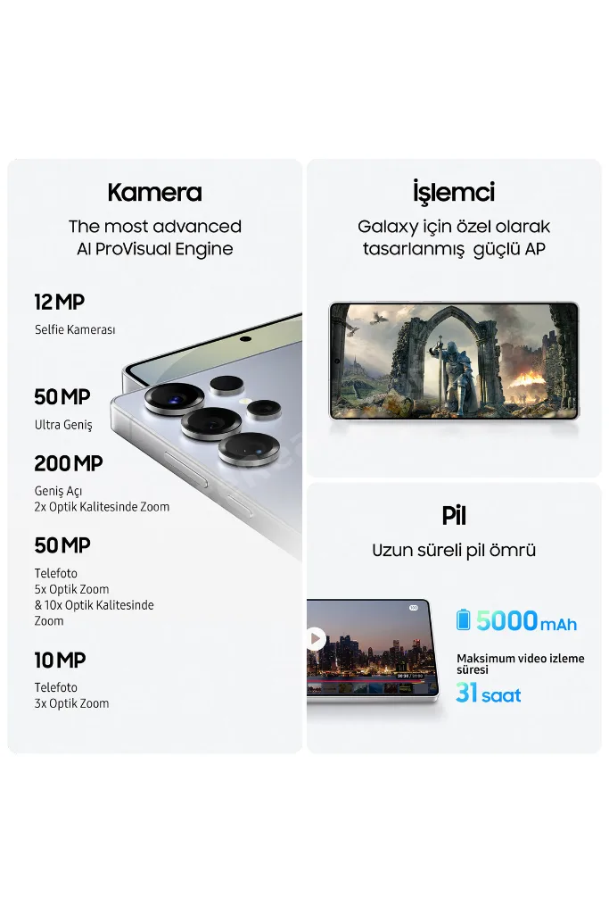Galaxy S25 Ultra 512 GB Titanyum Siyah (Samsung Türkiye Garantili)