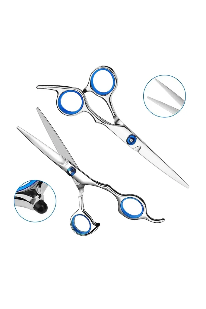 3 Parça 6 Inç 16 Cm Profesyonel Berber Kuaför Saç Bıyık Makas Set Düz Makas Jiletli Tarak Taraklar