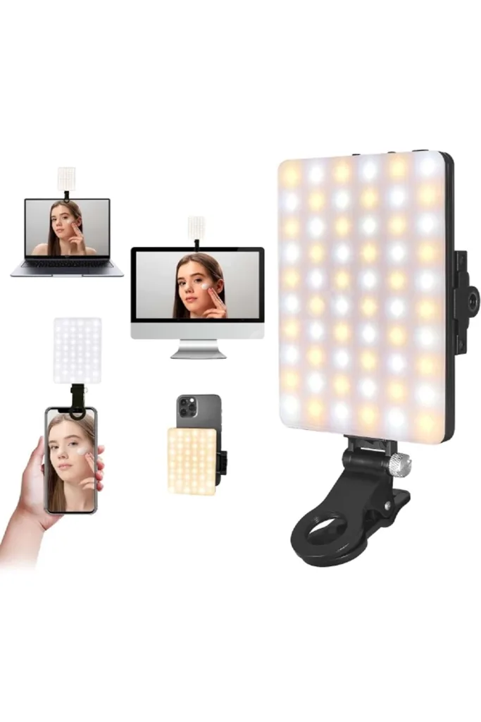 Led 60 Mini Klipsli Foto Kamera Işığı Cep Telefonu Led Işık Selfie Işık Şarj Edilebilir