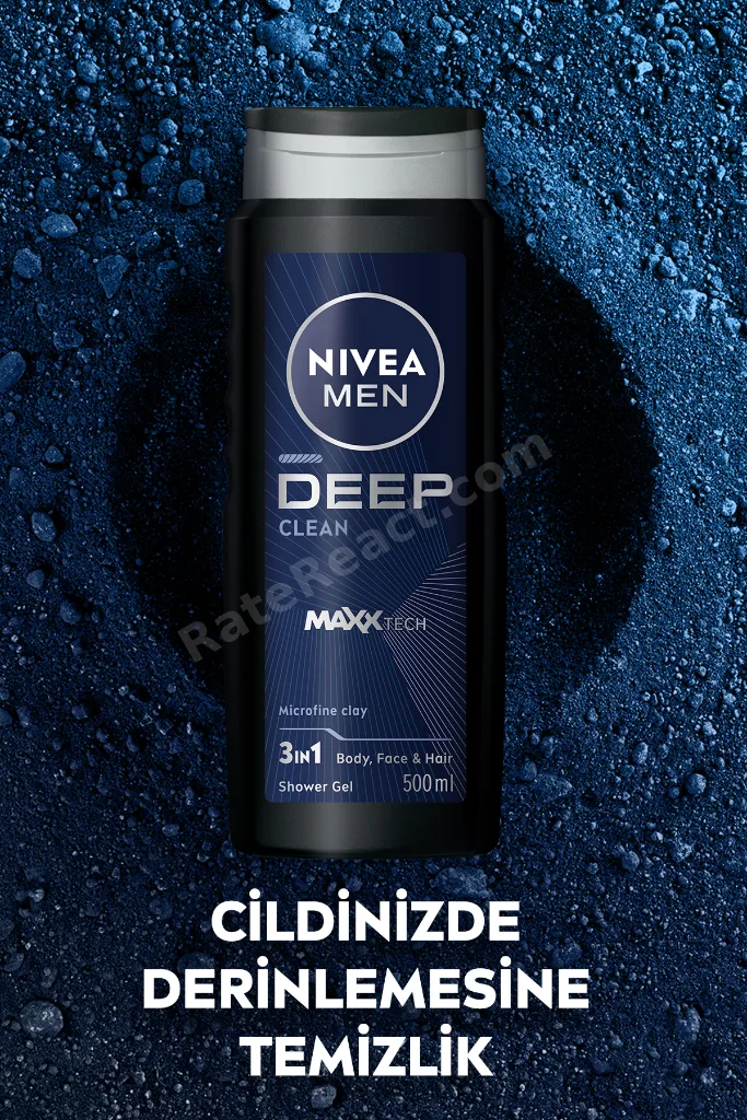 MEN Erkek Deep Clean Banyo Ve Duş Jeli 500ml, Vücut Saç Yüz İçin, Erkeksi Koku, Lif Hediyeli