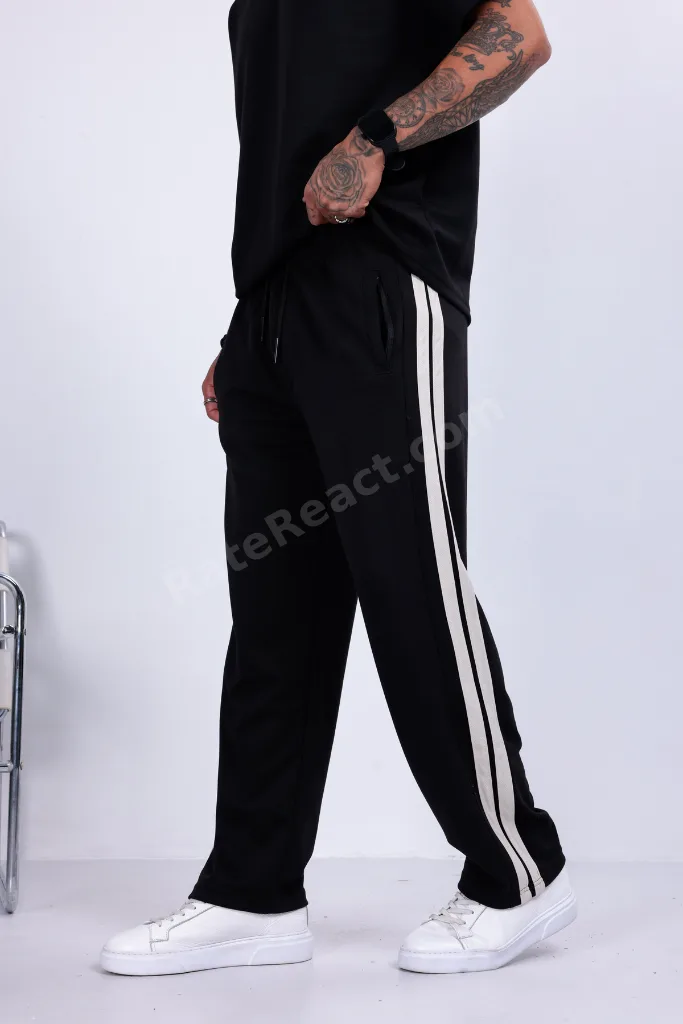 Erkek Baggy Compak Kumaş Yan Şeritli Takım