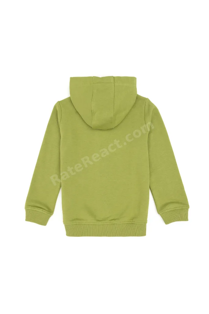 Erkek Çocuk Fermuarlı Kapüşonlu Basic Fıstık Yeşili Sweatshirt 50293472-VR087