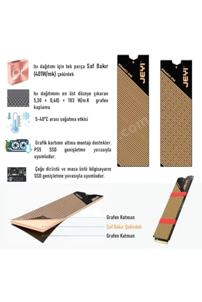 meala kozmetık store JEYI Co- Graphene Dizüstü Masaüstü M.2 NVMe M.2 SATA SSD Soğutucu Heatsink 2026