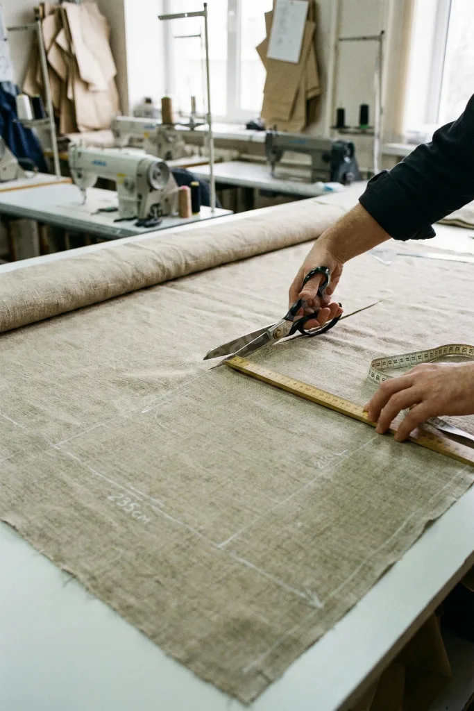 Yıkanmış Ham Naturel Keten Kumaş - 235 cm En - Organik - Doğal - Punch - Dikiş - Döşemelik Kumaş